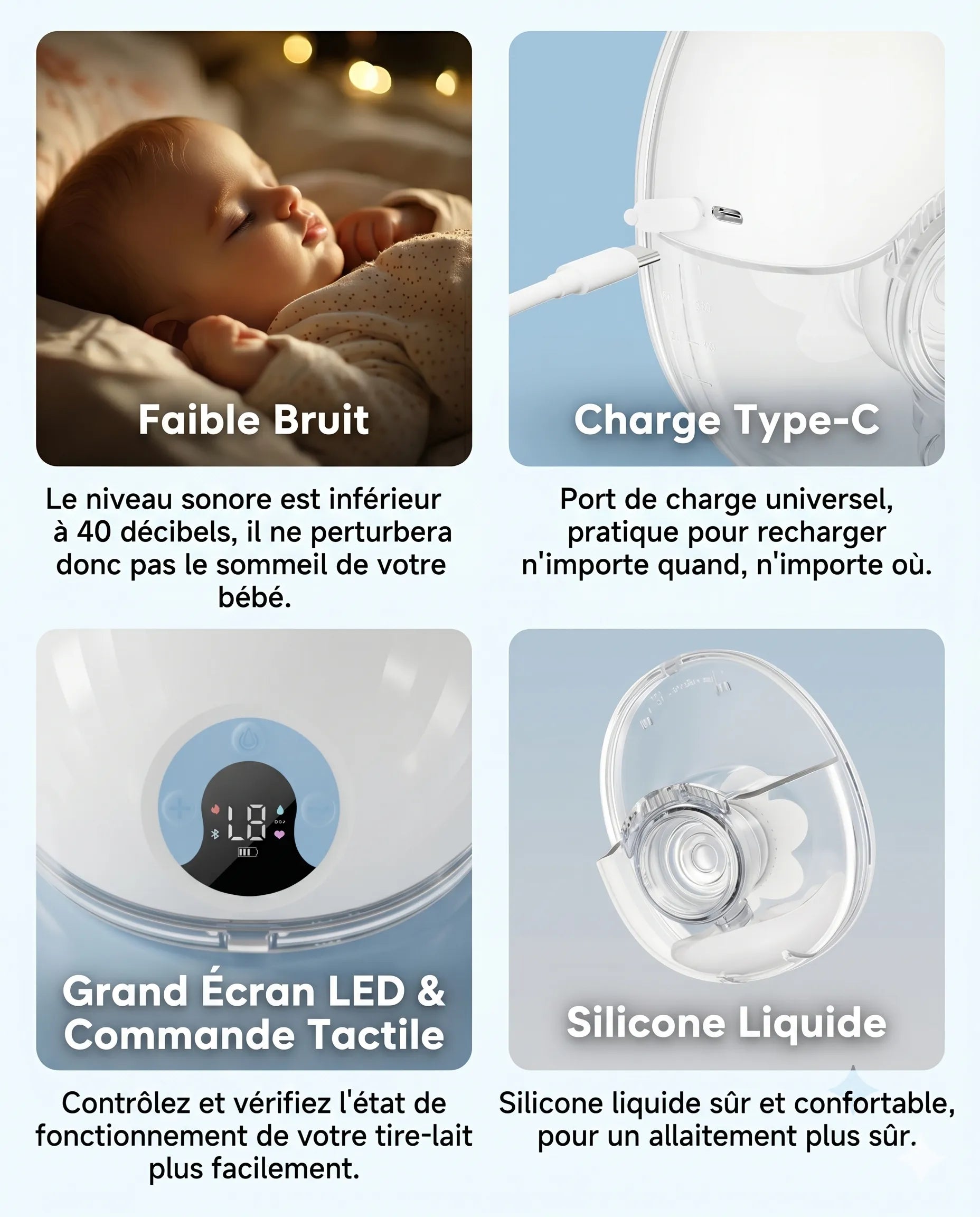 Tire-lait électrique portable mains libres EB46
