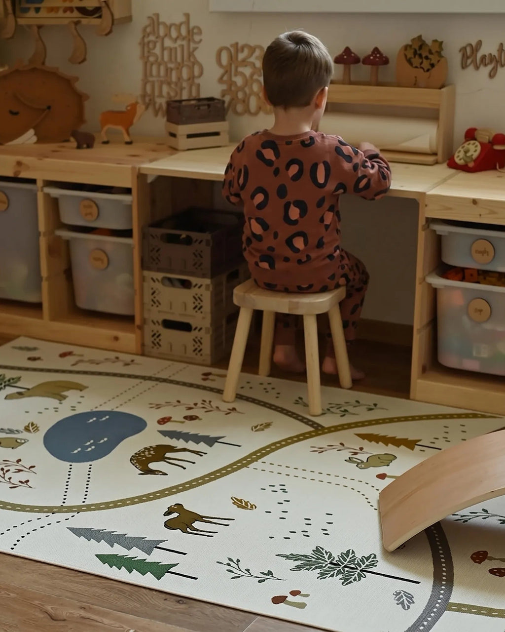 Tapis jeu enfant - motifs nature et animaux