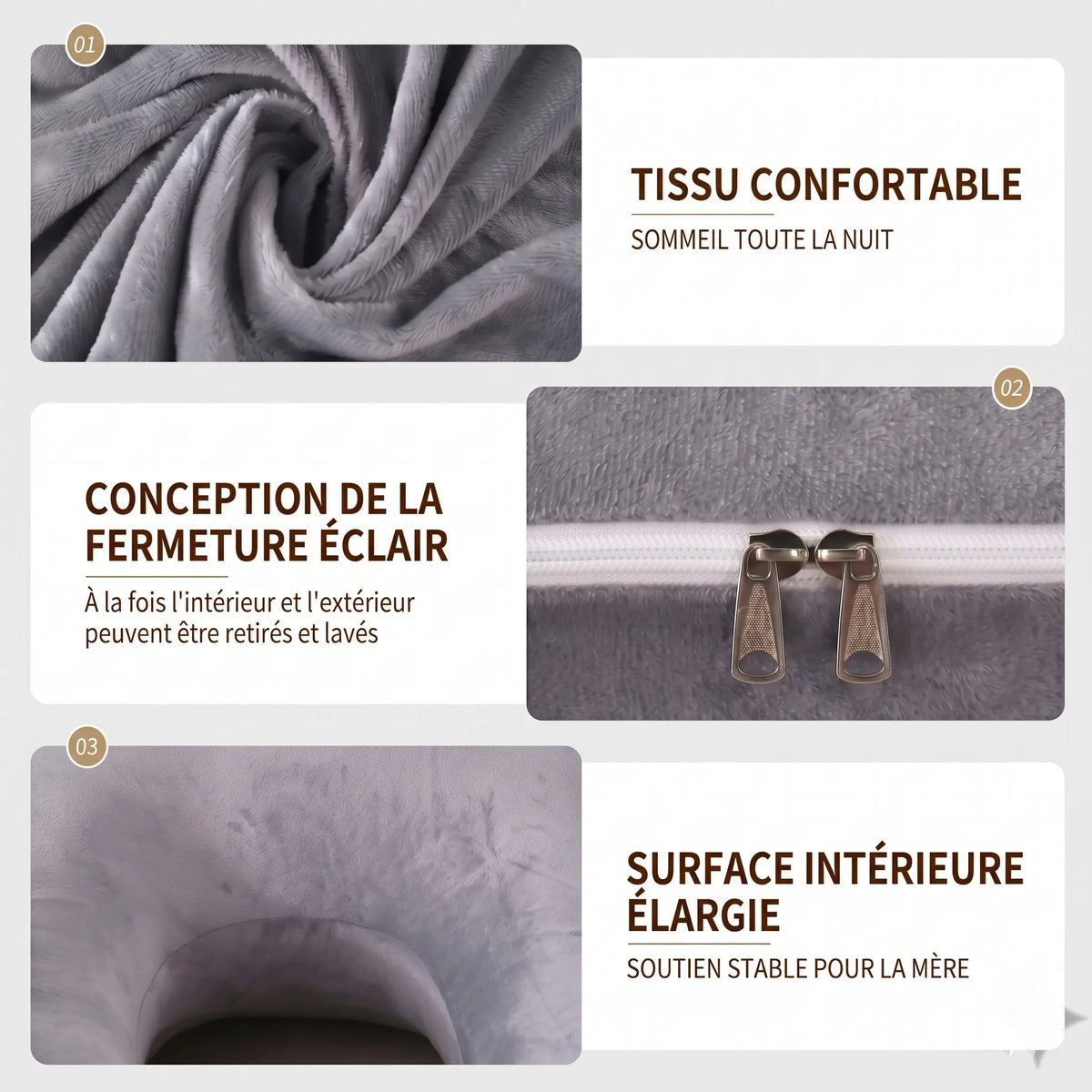 Coussin grossesse TIMA - velours respirant housse lavable