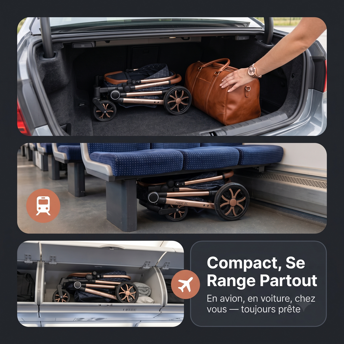 Poussette DIDAM - compact se range partout voiture train avion