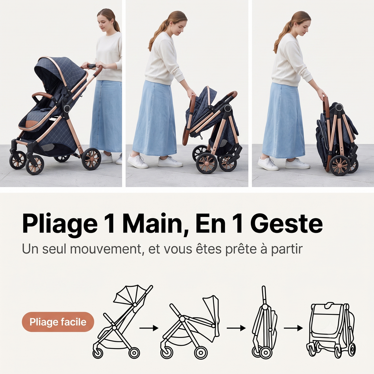 Poussette DIDAM - roues anti-crevaison tous terrains