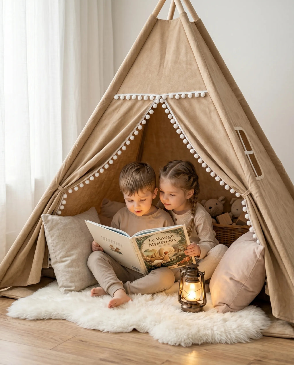 Tipi enfant - rideaux refermables espace secret