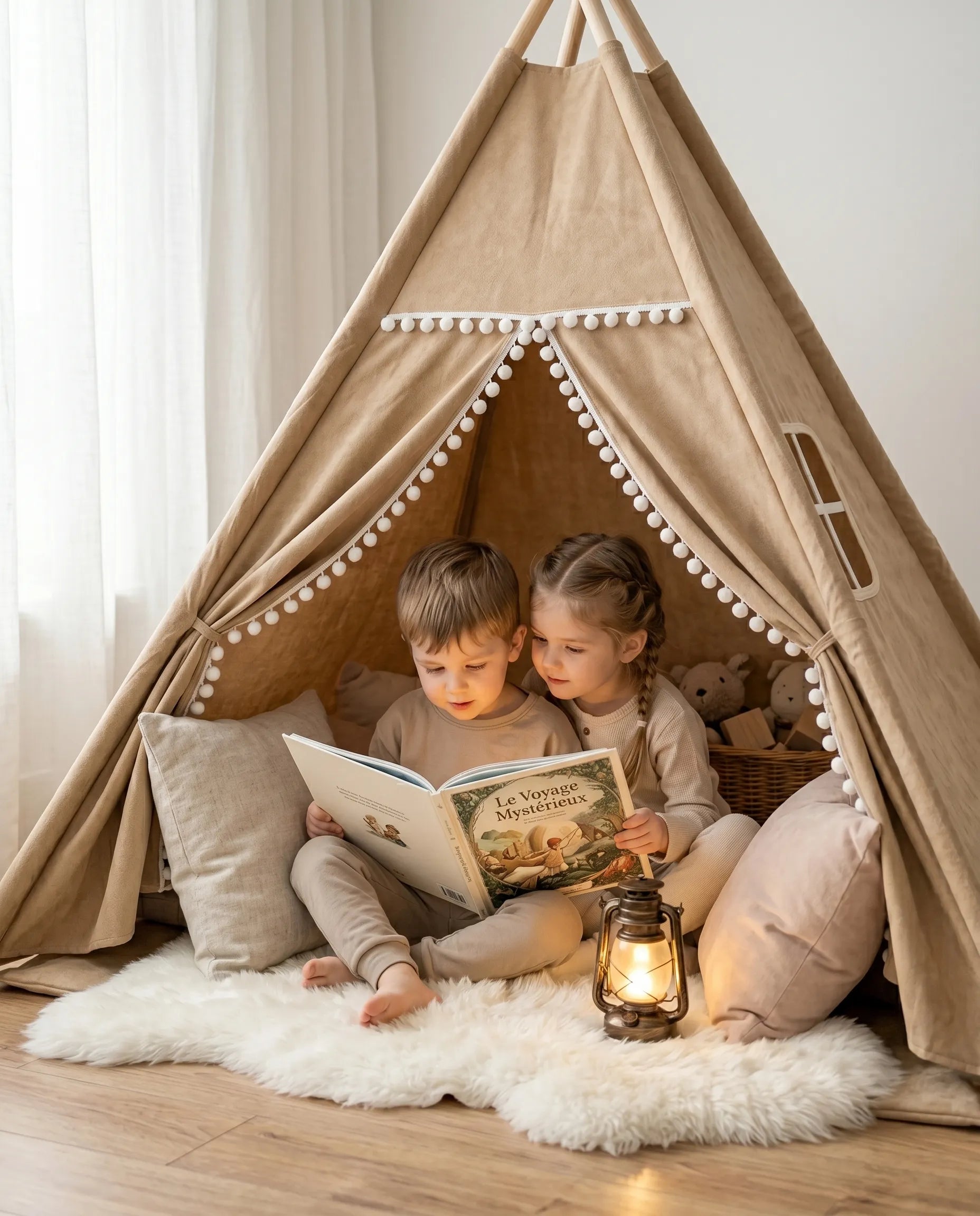 Tipi enfant - rideaux refermables espace secret