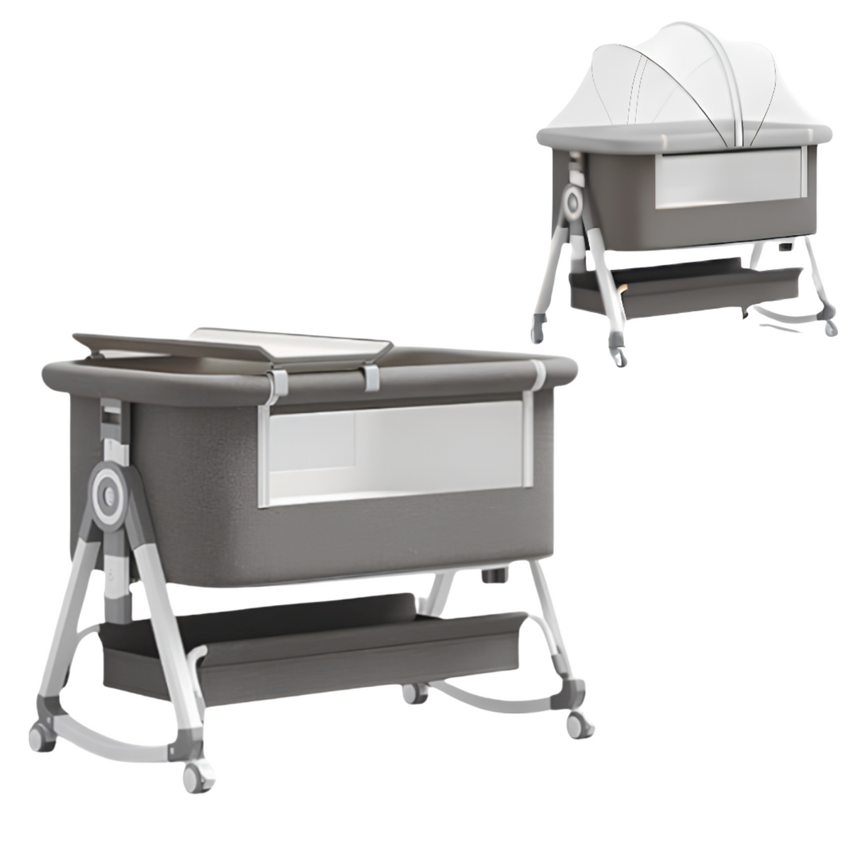 Berceau bébé - velours antibactérien rose et gris
