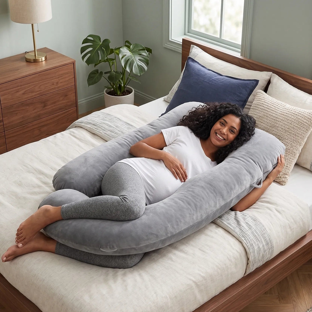 Coussin grossesse G - velours cristal respirant