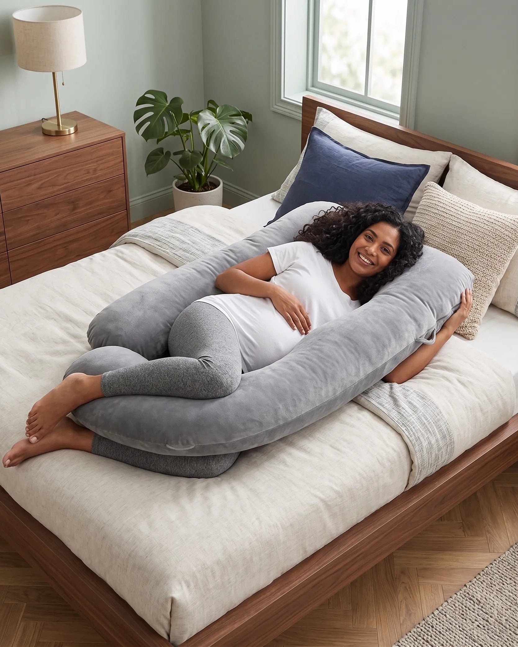 Coussin grossesse G - velours cristal respirant