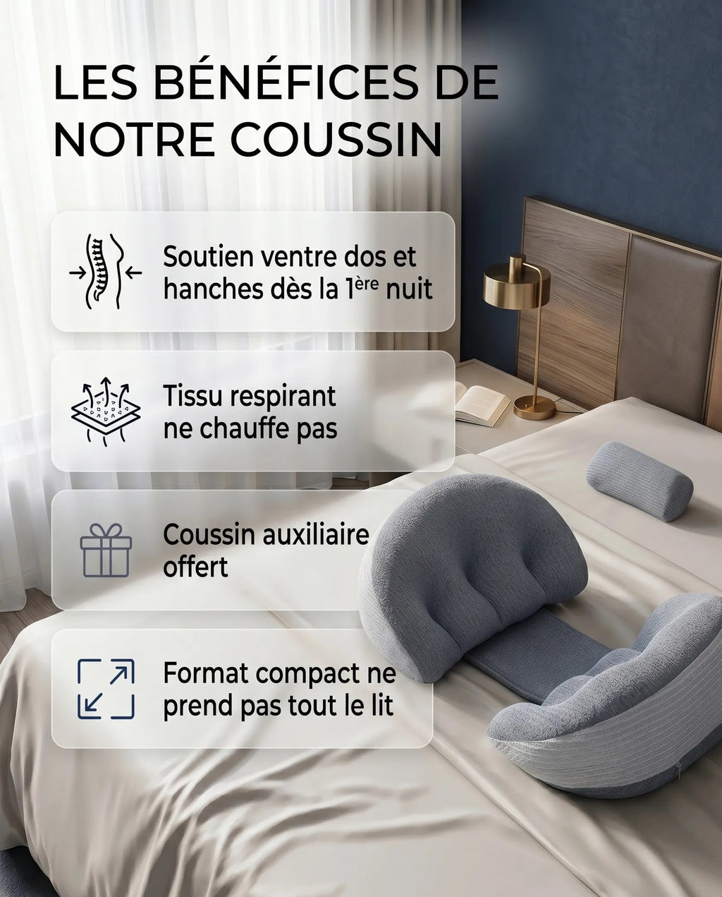 Coussin grossesse incliné - housse amovible lavable