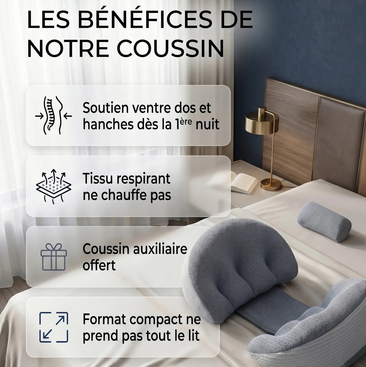 Coussin grossesse incliné - housse amovible lavable