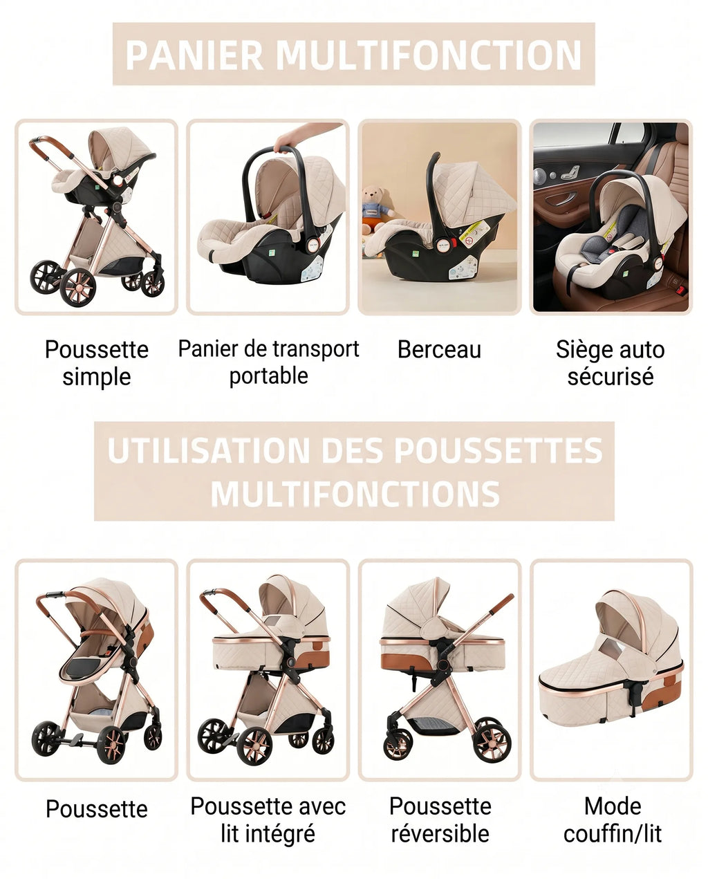 Poussette DIDAM - siège auto groupe 0+